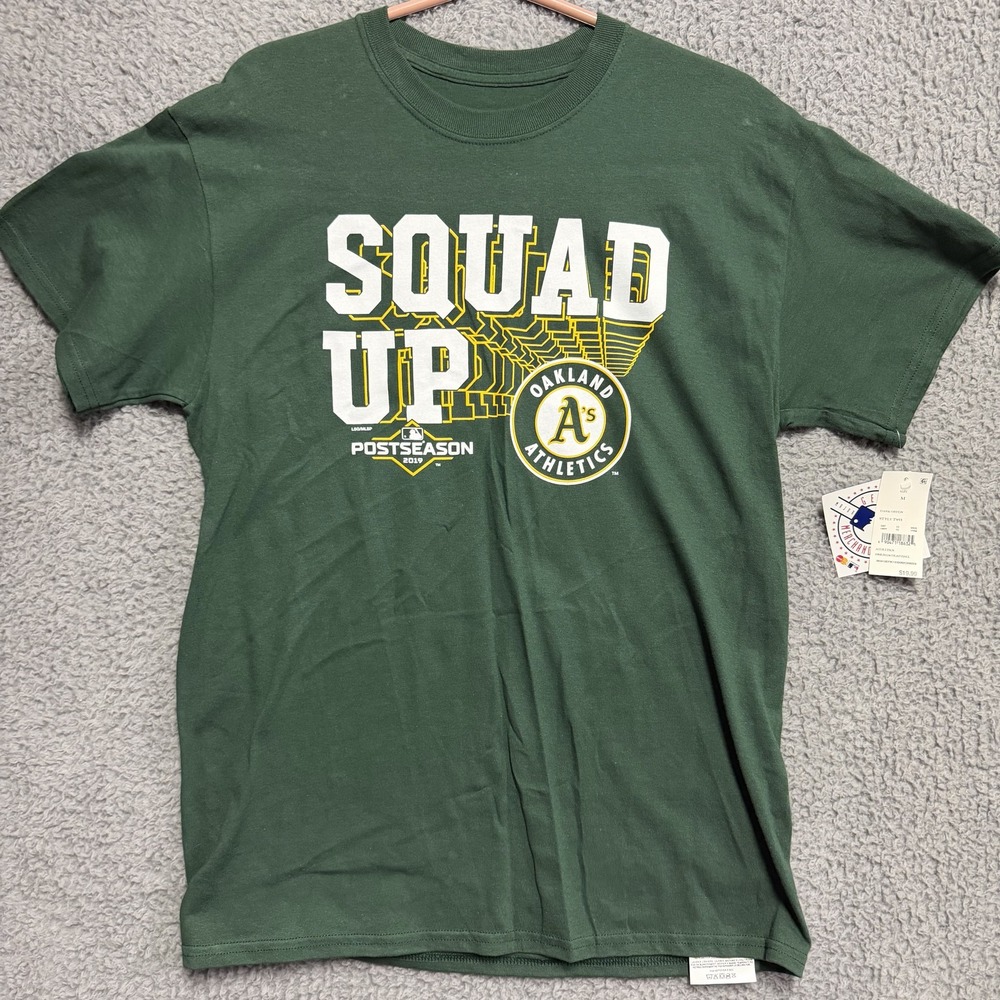 NWT Oakland Athletics MLB Postseason 2019 Squad Up Green Men's T-Shirt Size M